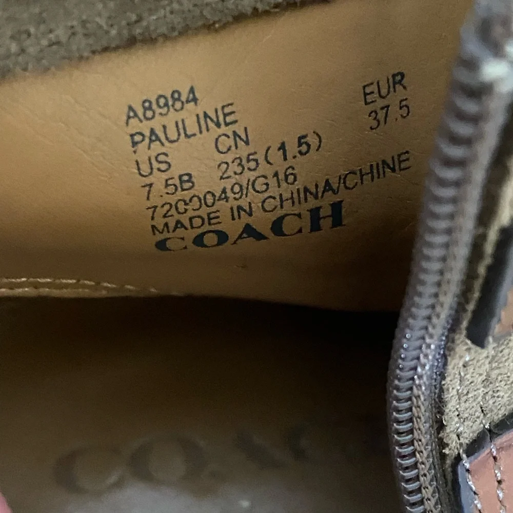 Coach Tan and Brown Ankle Boots with Leather Straps - Picture 10 of 11